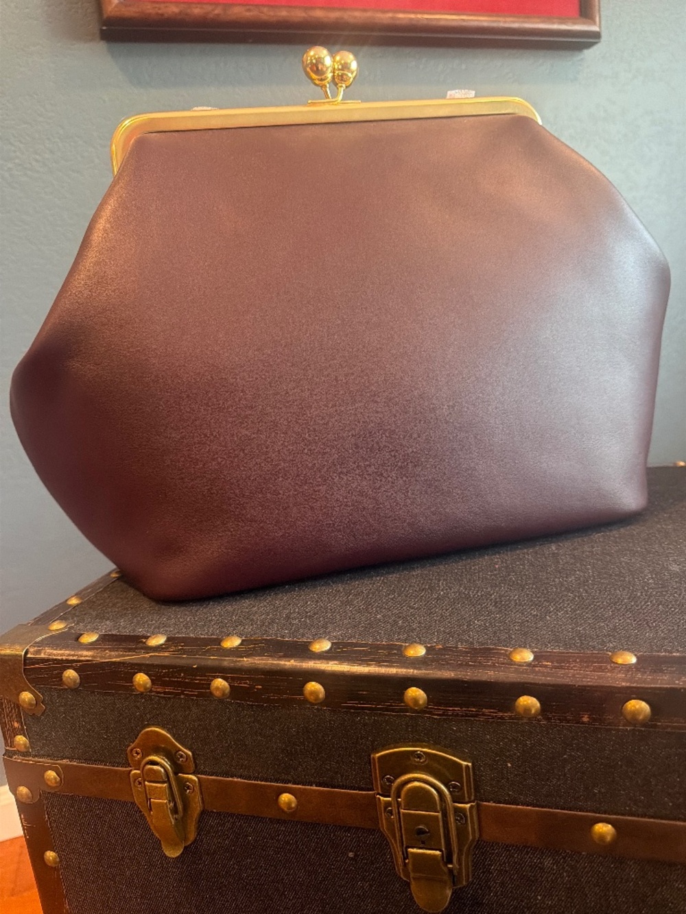 Coach Large Kisslock Frame Bag - Black Currant